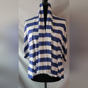 Blue and Gray Striped Knit Cardigan